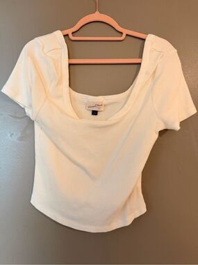 Universal Thread Cream Ribbed Scoop Neck Crop Top